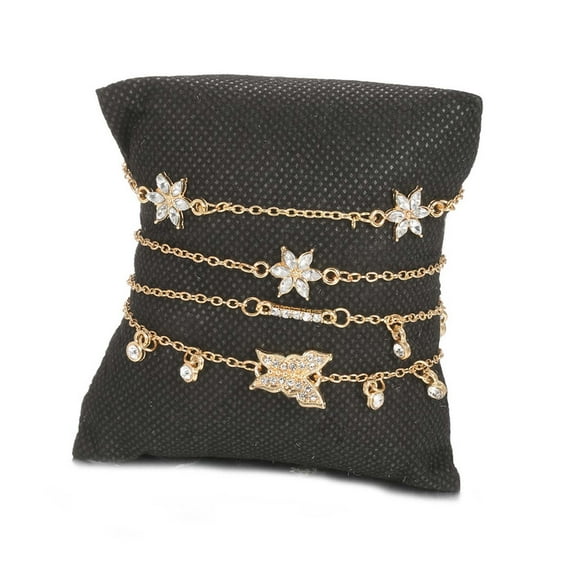 SUSHANG Set of Four Butterfly Diamond Flower Bracelets Fashion Minimalist Simple Female Personality Butterfly Inlaid Diamond Bracelet Bracelet 4PCs Set of Bracelets