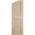 thumbnail image 2 of Ekena Millwork 15"W x 78"H (73" Low Side) Timberthane Riverwood Two Equal Louver w/Elliptical Top Faux Wood Shutters (Per Pair), Primed Tan, 2 of 6