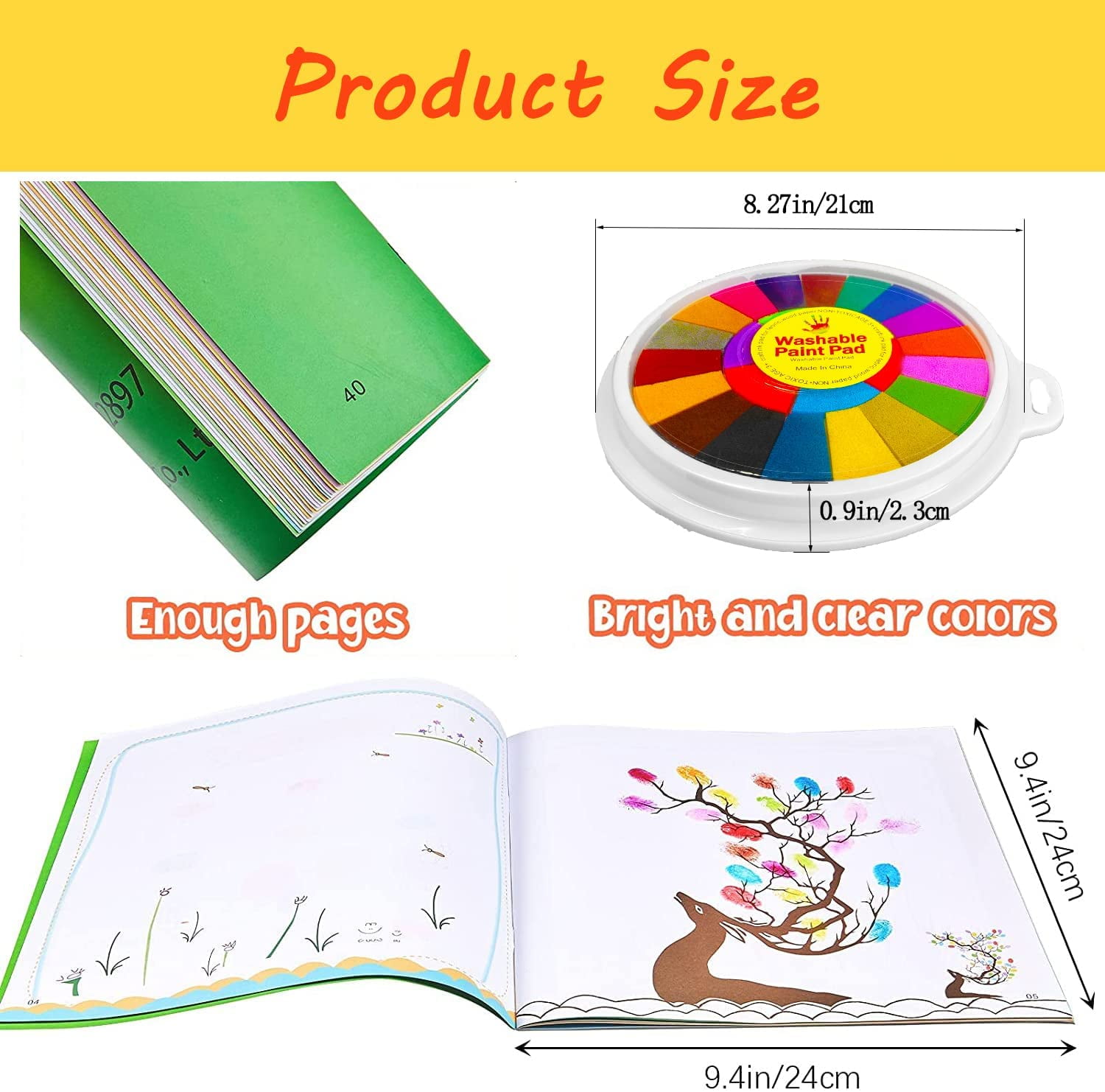Washable Ink Pads for Kids, 13 Colors Washable Fingerprint Ink Pads,Multi Color Craft Ink Pad for Birthday Gifts,Christmas Gift, Size: 7.87 x 7.08 x