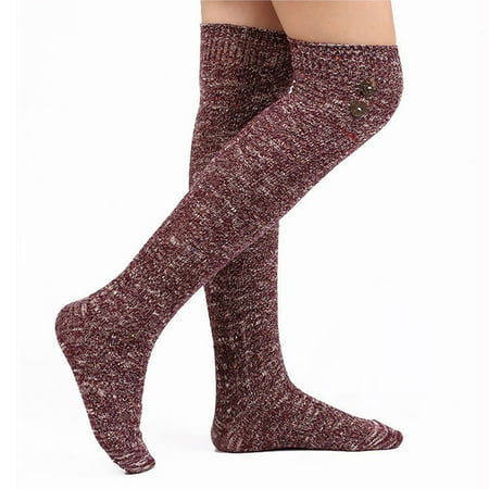 

Haykey stockings womens fuzzy socks Women Button Knee Length Vintage Cashmere FashionLong Sock Comfortable Socks