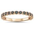 thumbnail image 1 of Rose Gold Blue Diamond Wedding Ring 1/2ct Stackable Anniversary 14k Band Treated, 1 of 4