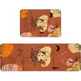 thumbnail image 2 of Mid Century Kitchen Floor Mats, Vintage Lines Art Girl Desert Animals 2 PCS Anti Fatigue Area Runner Rugs Set Terracotta Non-Slip Bathroom Comfort Standing Mat Home Decor, 2 of 6