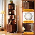 thumbnail image 2 of GDF Studio 70" 5-Tier Rotating Bookshelf with Cabinet, 360° Spinning Corner Bookcase, Home Office, Walnut, 2 of 7
