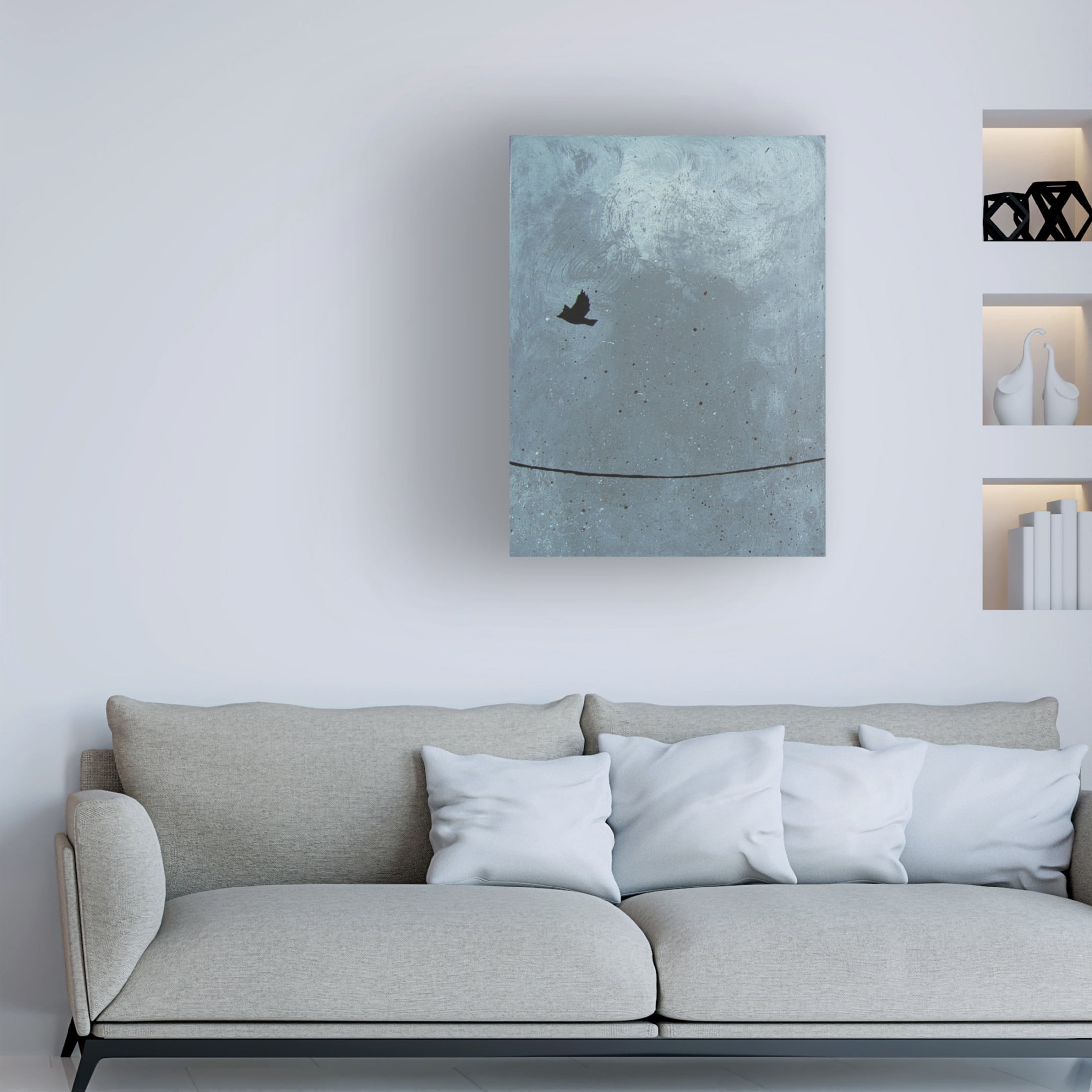 Canvas Wall Art - Nicole Dietz 'Gray Bird' Wall Art for Living Room, Bedroom, or Office Décor by Trademark Fine Art - 24 x 32 Inches