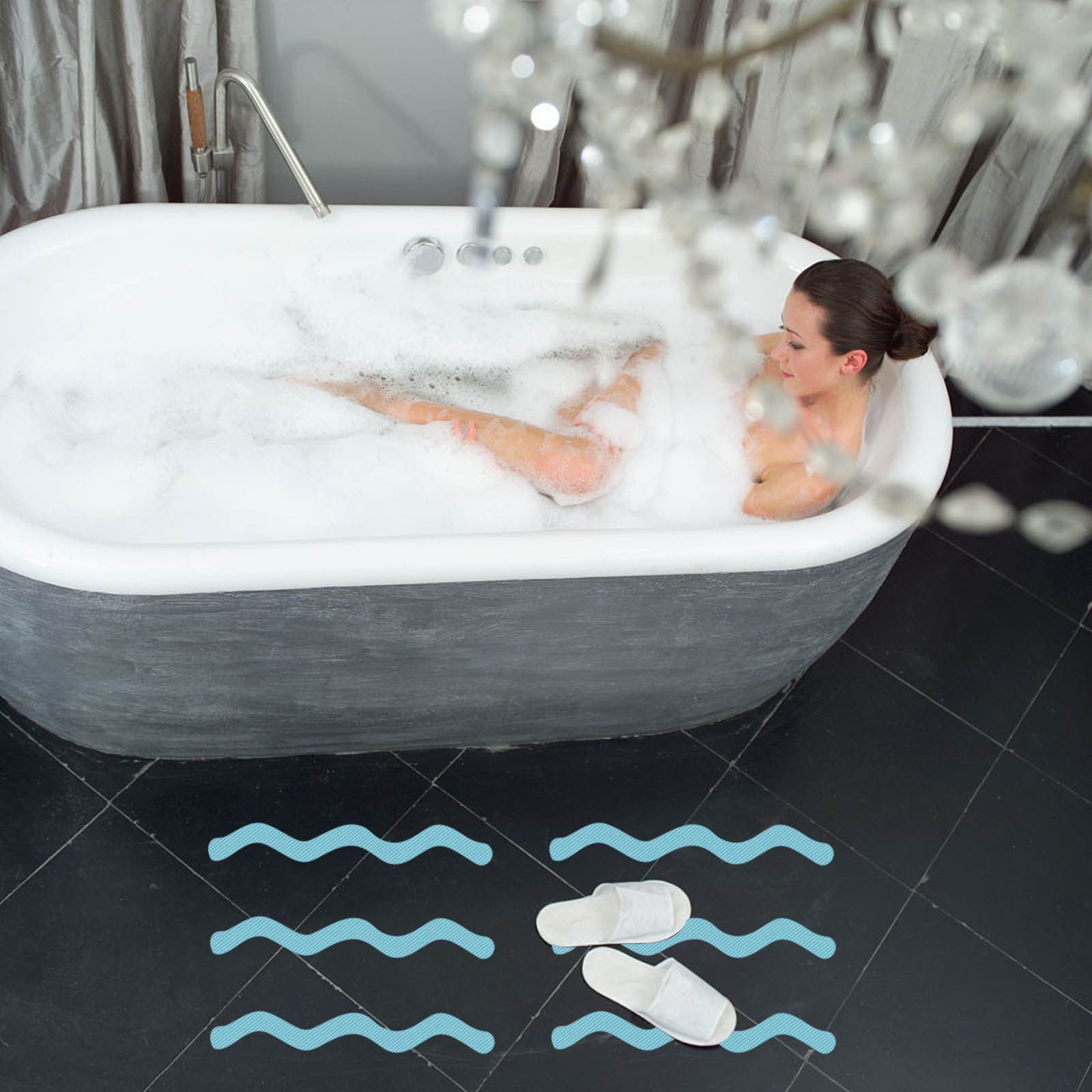 Adhesive Safety Treads for Bath Tubs Anti-slip Bath Tub Shower Stickers 6pcs 
