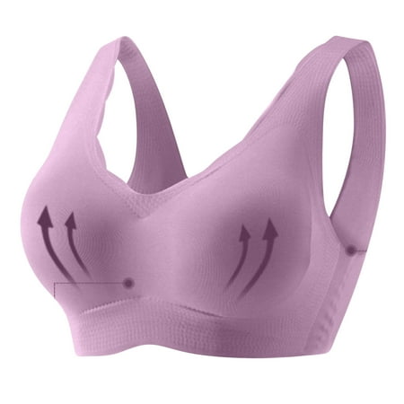 Ndbuld Bras for Women Plus Size Underwear Women Comfort Beautiful Back Seamless Seamless Bras Wireless Push UpT-shirt Bras Bralettes Thin Soft Everyday Bra Christmas Gift L Purple