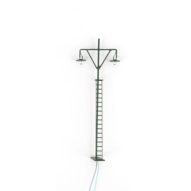Bewildely Modelo de luz ferroviaria, modos de luz blanca cálida, miniposte LED en miniatura para patio, lámparas de parque de cabezales, decoraciones Artesanía Verde (luz cálida) Bewildely HA064534-06