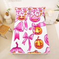 thumbnail image 3 of Manfei Coquette Pink Pumpkin Print King Sheets for Women, Bow Halloween Pumpkin Lantern Bedding, 4pcs, 1 Flat Sheet, 1 Fitted Sheet and 2 Pillowcases, 3 of 6