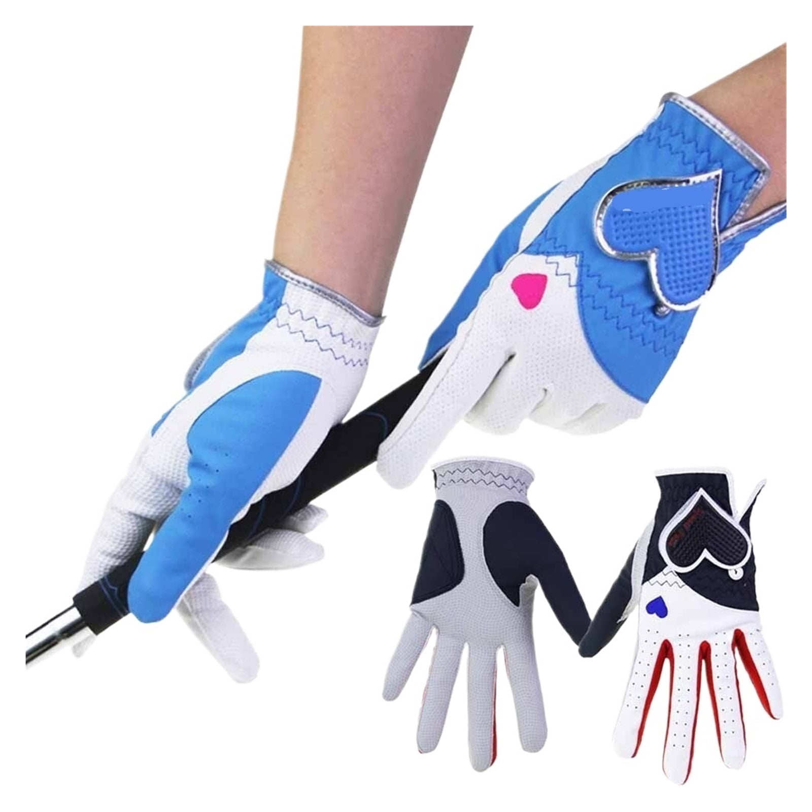 1 Pair Women's PU Leather Golf Gloves,Micro Soft Fiber Breathable Gloves