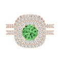 thumbnail image 2 of 1.8 ct Brilliant Round Cut Green Zircon 18K Rose Gold Halo Solitaire with Accents Engagement Bridal Wedding Ring Band Set size 4.75, 2 of 7
