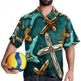 thumbnail image 4 of Easter Cross Men's Printed Casual Button Down Short Sleeve Beach Shirts, 4 of 6