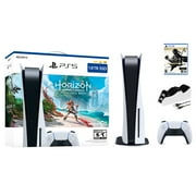 Playstation 5 1.8TB Upgraded Horizon Forbidden West Bundle with Ghost of Tsushima Director's Cut and Mytrix Controller Charger