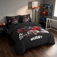 thumbnail image 2 of Manfei Boys Football Full Size Bedding Sets, Rugby Gaming Full Size Bed in a Bag, Red Black White, Black Reversible 7pcs, 2 of 6
