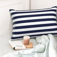thumbnail image 6 of Kll Navy Blue And White Stripes Pillow Covers Envelope Closure,Super Soft And Cozy Fuzzy Fleece Pillow Case Cover 20"X30", 6 of 9
