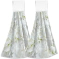 thumbnail image 2 of SKYSONIC 2 Pcs Hanging Hand Towels, Soft Absorbent Flower White Towel for Kitchen Bathroom, 12"x17", 2 of 7