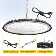 2 Pack High Bay Lights 300W LED Shop UFO Light 6000K IP65 Commercial Bay Lighting Fixture 30000 LM Super Bright, 5ft Cable Plug & Play for Warehouse Factory Garage Workshop Barn