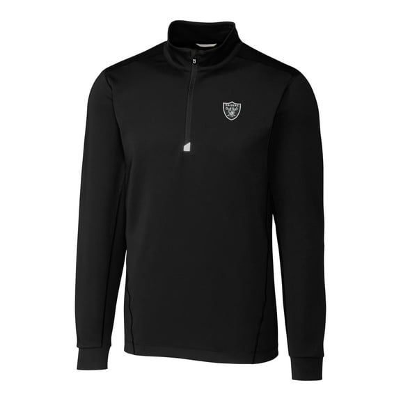 Men's Cutter & Buck Black Las Vegas Raiders Big & Tall Traverse Half-Zip Pullover Jacket