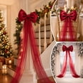 thumbnail image 4 of Giant Sheer Christmas Bow, 2 Meter Window Decoration, 79 Inch Organza Ribbon Accent for Staircase Chair Tree Door Party Backdrop and Wedding Display, Oversized White Fabric Bow, 4 of 7