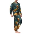 thumbnail image 2 of Wukai Whimsical Starry Night Scene Men's Long-Sleeve Pajama Set - Comfortable Sleepwear with Button-Down Shirt and Pants-Small, 2 of 6