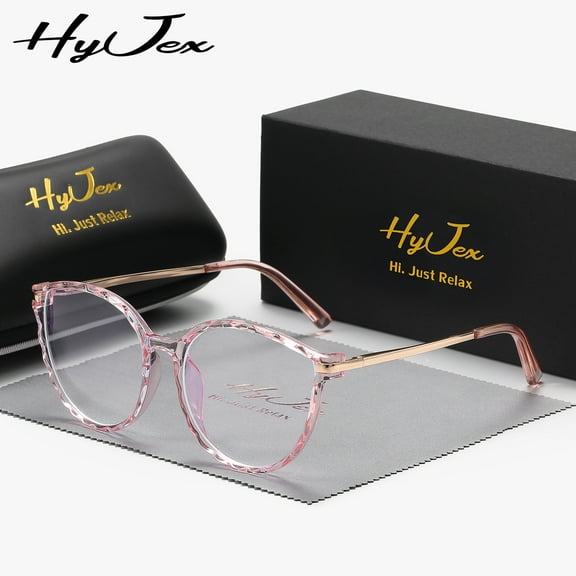 HyJex Unisex Full Frame Same Retro Frame Glasses Trendy Plano Glasses