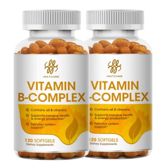 (2 PACK) Vitamin B Complex Capsule (B12, B1, B2, B3, B5, B6, B7, B9, Folic Acid & Biotin), for Energy, Stress, Immune Support, 240 Capsules