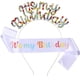 thumbnail image 1 of Conjunto de diadema y faja para cumpleañera | Tiara con brillantes de imitación y faja con purpurina para mujeres y niñas | Accesorios y decoraciones para fiestas de cumpleaños, 1 of 3