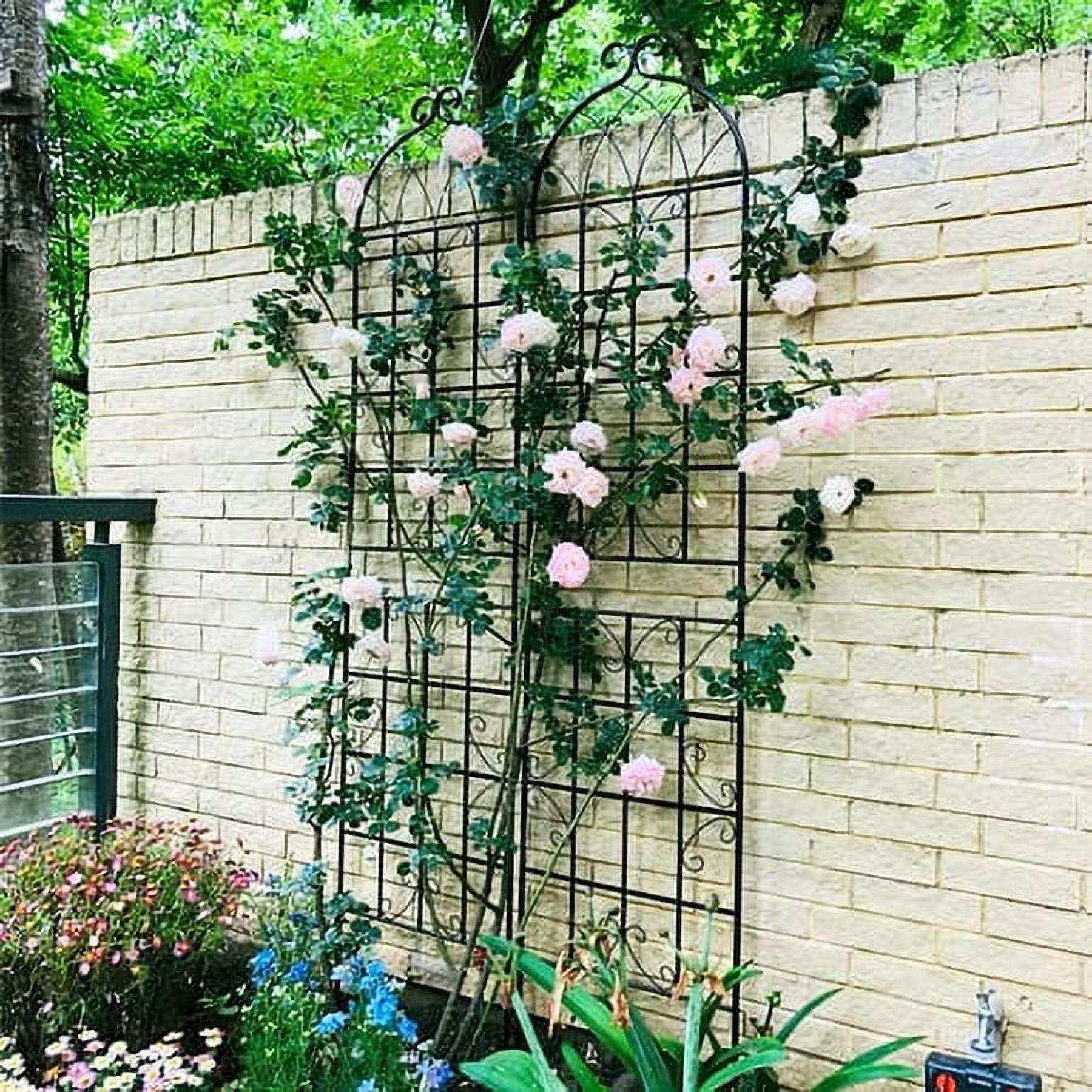 4 Pack 86.7"H x 19.7"W Black Garden Trellis for Climbing Plant Rustproof Iron Plant Support Patio Flower Metal Trelli Wire Lattices Grid Panels for Ivy Cucumbers Clematis Roses
