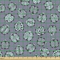 thumbnail image 2 of Ambesonne Ladybug Fabric by the Yard Upholstery, Ornamental Floral Art, 1 Yard, Purple Grey and Pale Blue, 2 of 5