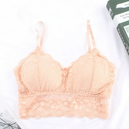 Bigersell Lace Bralettes Women V-Neck Crop Tank Tops Camisole Full-Coverage Wireless Bra Ladies Push-up Bras No Underwire Comfort Soft Padded Bra Sleep Bras Everyday Wire-Free Bras Hot Pink One Size