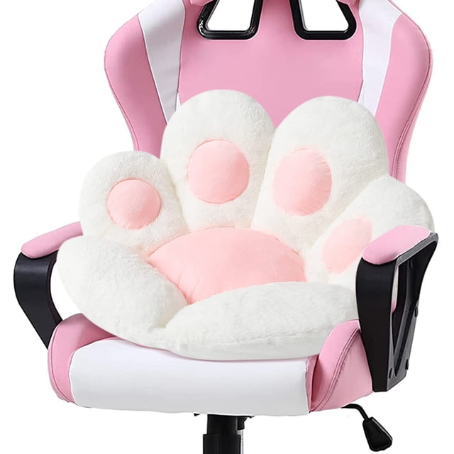Cojín para silla Ditucu Cat Paw Kawaii, 70 x 60 cm, color blanco