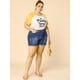 thumbnail image 3 of Pantalones Cortos De Mezclilla Agnes Orinda Casual De Encaje De Ganchillo Azul 4XL, 3 of 6