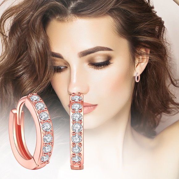 PONPRNGY Boucles d'Oreilles Créoles en Strass Couleur Dorée pour Femmes