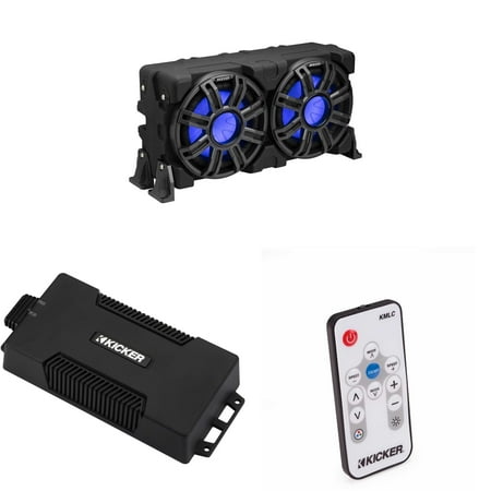 Kicker 51MWLE104 - MWE 10-Inch Loaded Premium Marine Sub Encl w/ Passive Radiator 4ohm & 48PXA6001 Powersports Amp Bundle ( Includes LED Remote )