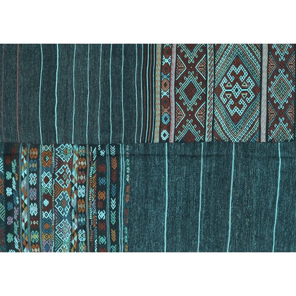 Ahgly Company Indoor Rectangle Patchwork Light Blue Transitional Area Rugs, 5' x 7'