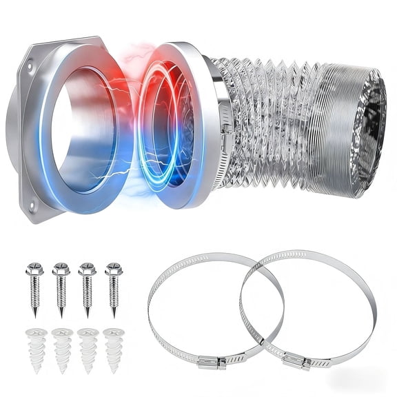 Magnetic Dryer Vent Coupler DV180 Sealed Dryer Vent Connector Kit Easy Clean Quick Connector Includes 2.6 ft 4 in Tubing and Two Stainless Steel Clamps