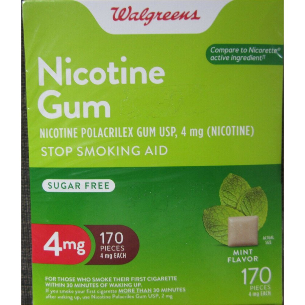 Walgreens Nicotine Gum 4mg Mint Flavor 170 Count