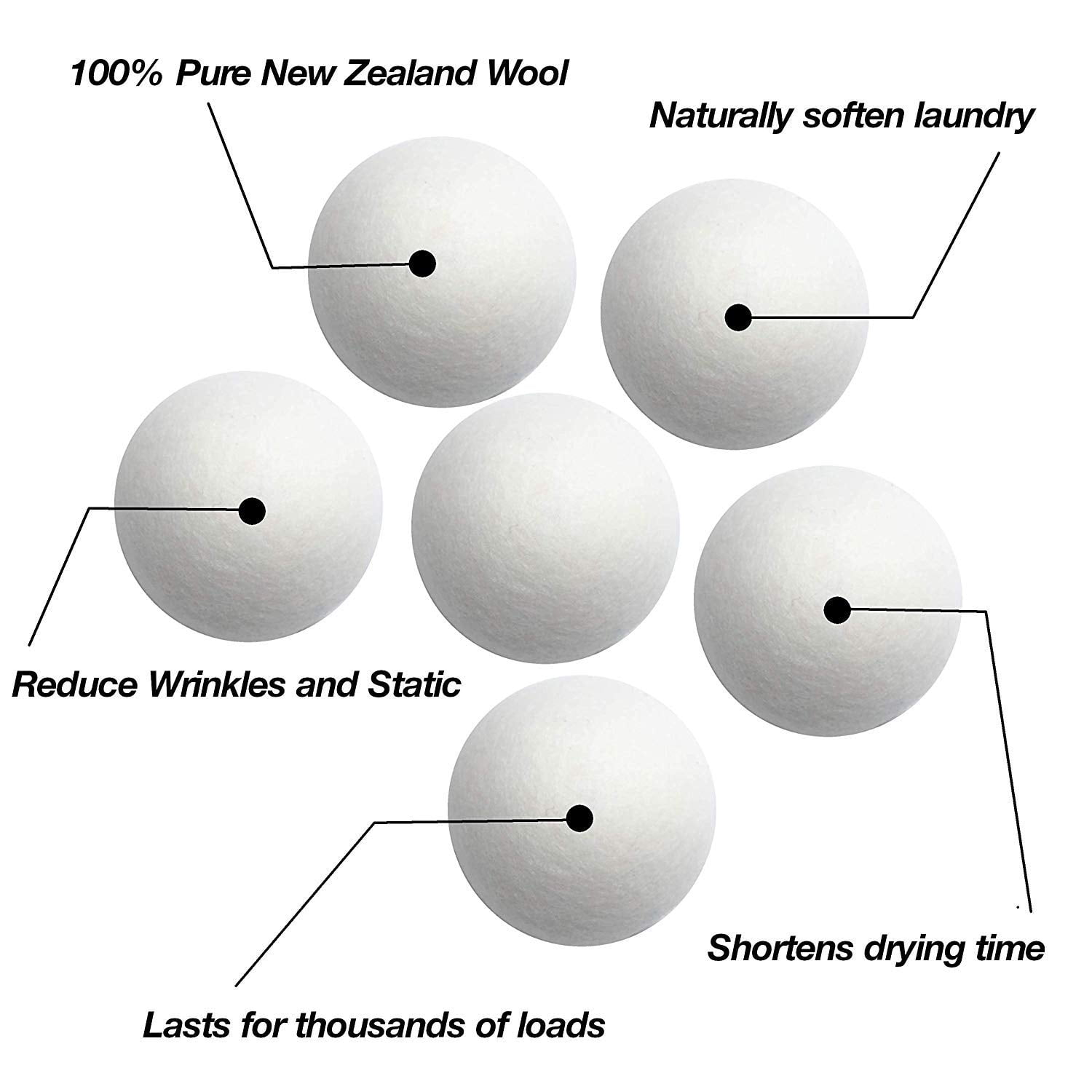 Woolzies Wool Dryer Balls ORGANIC: 6 XL Laundry Balls for Dryer + 10 ml Still Breeze Essential Oil Combo for Use As 100% Pure and Natural Fabric