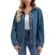 thumbnail image 2 of CHAQUETA Casual de Mezclilla con Cuello Plano y Manga Larga para Mujeres INSPIRE CHIC con Bolsillos XL Azul Oscuro, 2 of 6