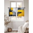 thumbnail image 3 of Abstract Color Block Sheer Curtains 54 Inches Long 2 Panels Yellow Block Gradient Gray Modern Light Filtering Semi Sheer Window Curtains Drapes for Bedroom Living Room 52"x54", 3 of 7