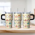 thumbnail image 2 of Cat 20oz Stainless Steel Tumbler with Handle and Straw – Insulated Travel Cup with Sliding Lid, 360° Full Wrap Printed Mug for Home, Outdoor & Sports Use, Kitty, 2 of 6