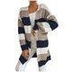 thumbnail image 2 of Cárdigan de mujer, nuevo abrigo informal de moda para otoño/invierno, largo medio, tejido a rayas, abrigo tipo cárdigan para mujer, 2 of 5