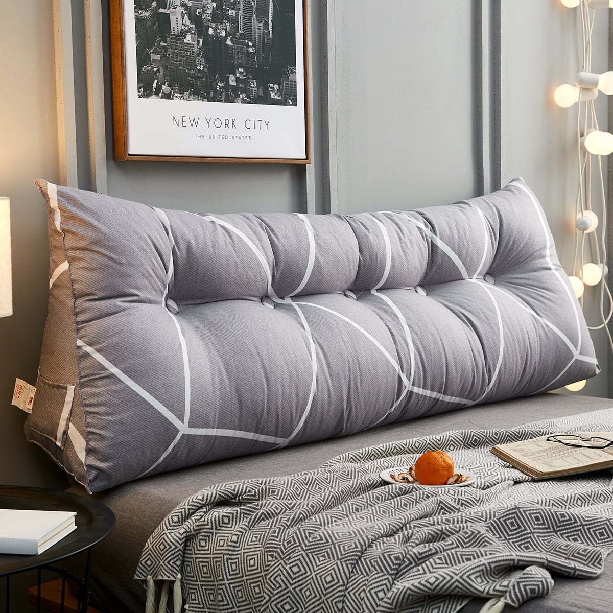 71'' White Triangular Wedge Lumbar Pillow Support Cushion Backrest Bed Headboard