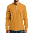 thumbnail image 4 of Inglocry Men's Long Sleeve Henley Shirts Cotton 3-Button Spring Casual T-Shirts Solid Color Soft Basic Tops 2025 Saffron XL, 4 of 4