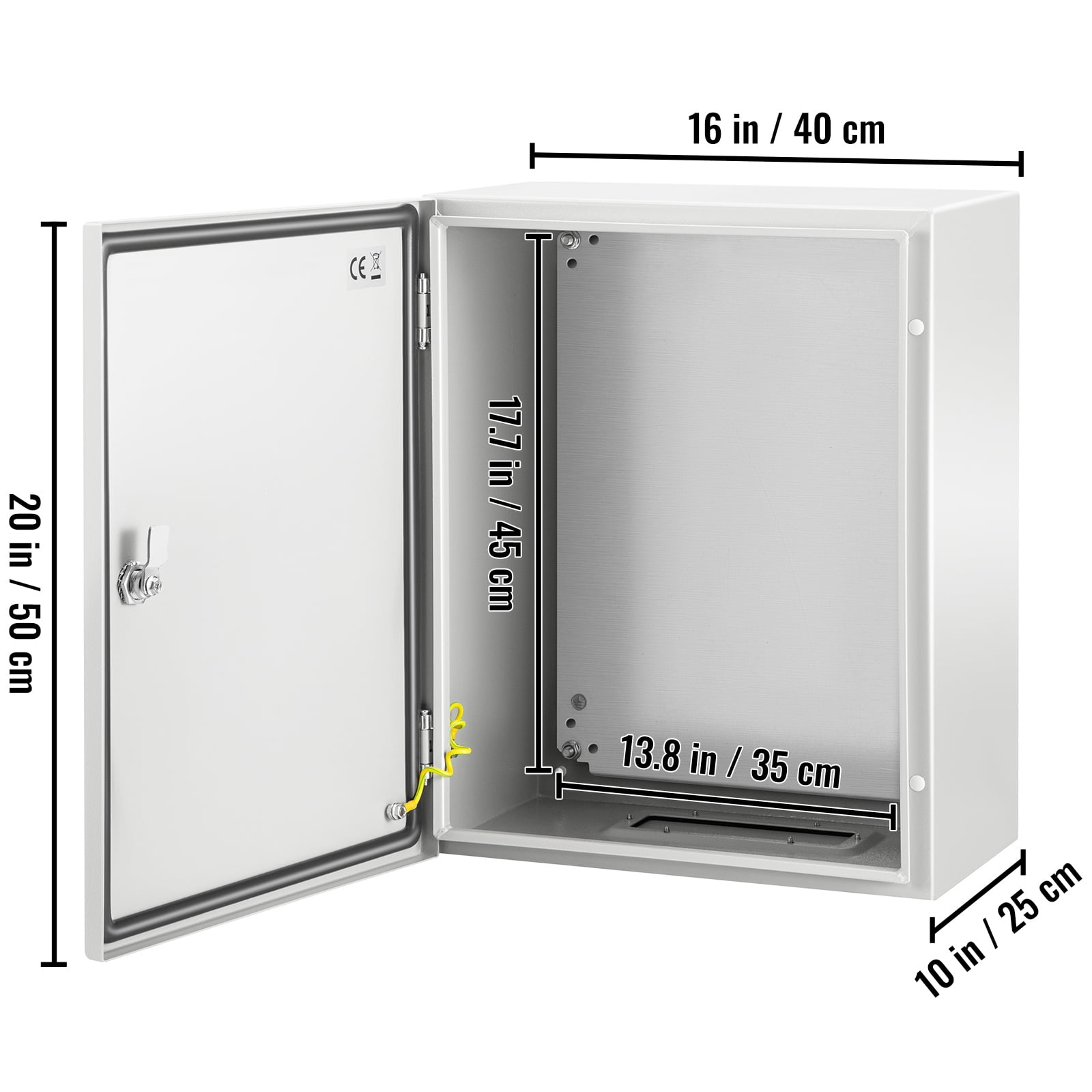 KFFKFF NEMA Metal Housing, 20 x 16 x 10'' NEMA 4X Metal Electric Casing, IP66 Resistant to Water & Dust, External/Internal Electric Connection Box, Including Mounting Panel