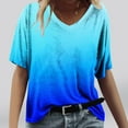 thumbnail image 2 of Brilliant Women Tops Women's Printing Casual V-Neck Short Sleeve Loose T-Shirt Tops clearance clothes under $10.00, 2 of 4