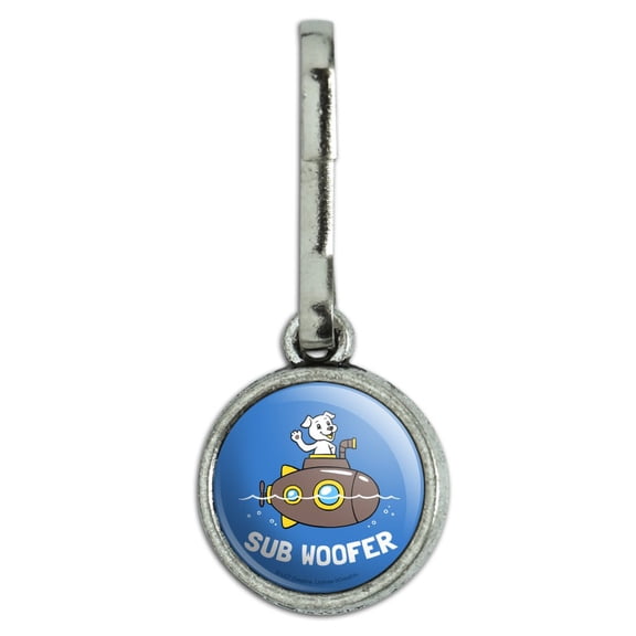 Sub Woofer Dog Submarine Funny Humor Antiqued Charm Clothes Purse Suitcase Backpack Zipper Pull Aid