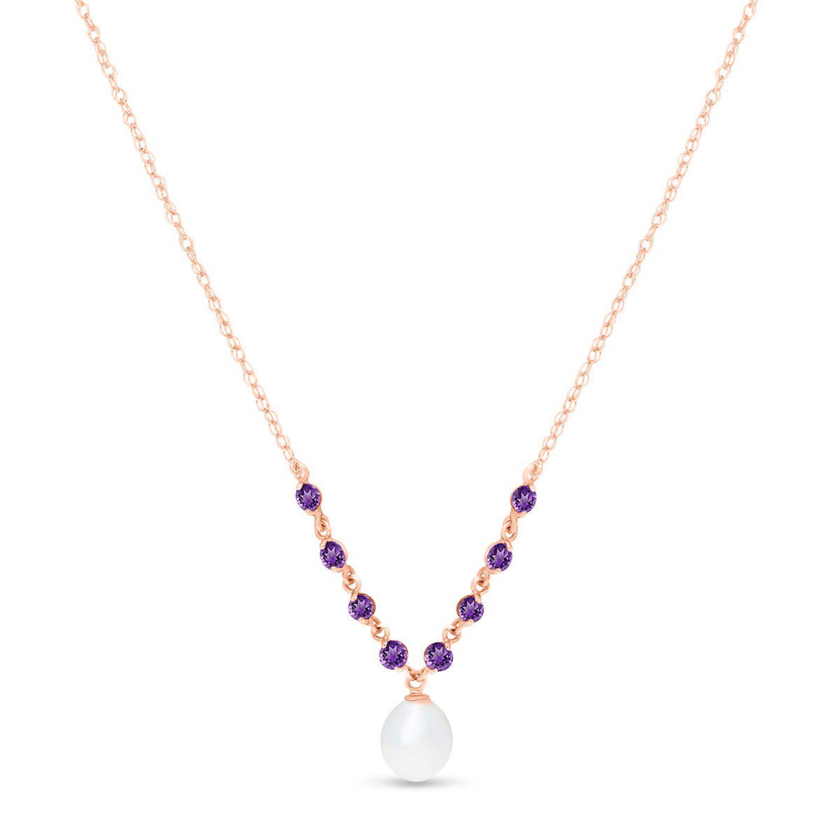 Galaxy Gold 14K Solid Gold 5 Carat Natural Pearl Pendant Necklace for Women - Rose Gold Fine Jewelry
