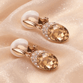thumbnail image 5 of Yoursfs Champagne Gold Crystal Oval Clip on Earrings for Women Gold Plated Non Pierced Ears Prom Evening Earrings Clips Trendy Jewelry, 5 of 5
