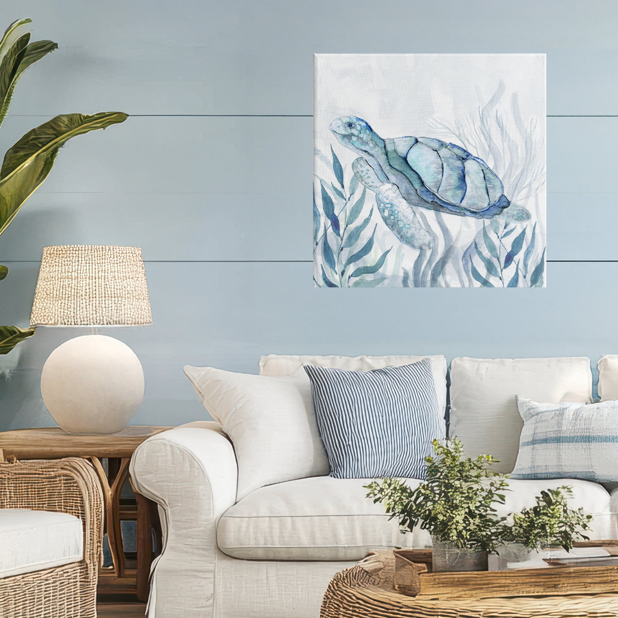 Stupell Industries Sea Turtle with Subtle Smile Canvas Wall Art, design by Janet Tava