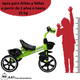 thumbnail image 5 of Triciclo para Niños con Bastón Torreta con Luz y Sonido Pedales Desmontables Posapiés Plegables Apto desde 2 años o hasta 25 kg - Verde, 5 of 7